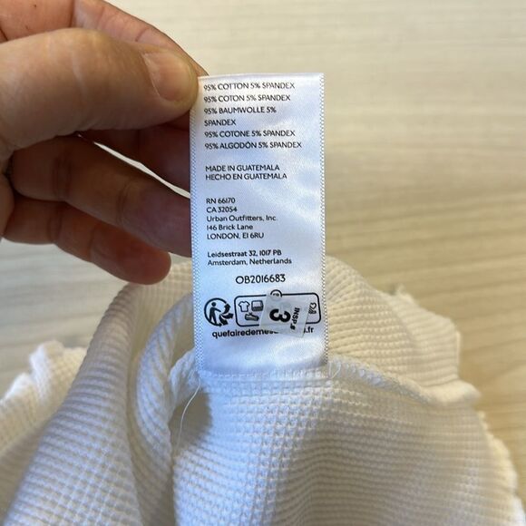 free people M Easy Does It White Crewneck Waffle Knit Long Sleeve Thermal - Picture 15 of 16